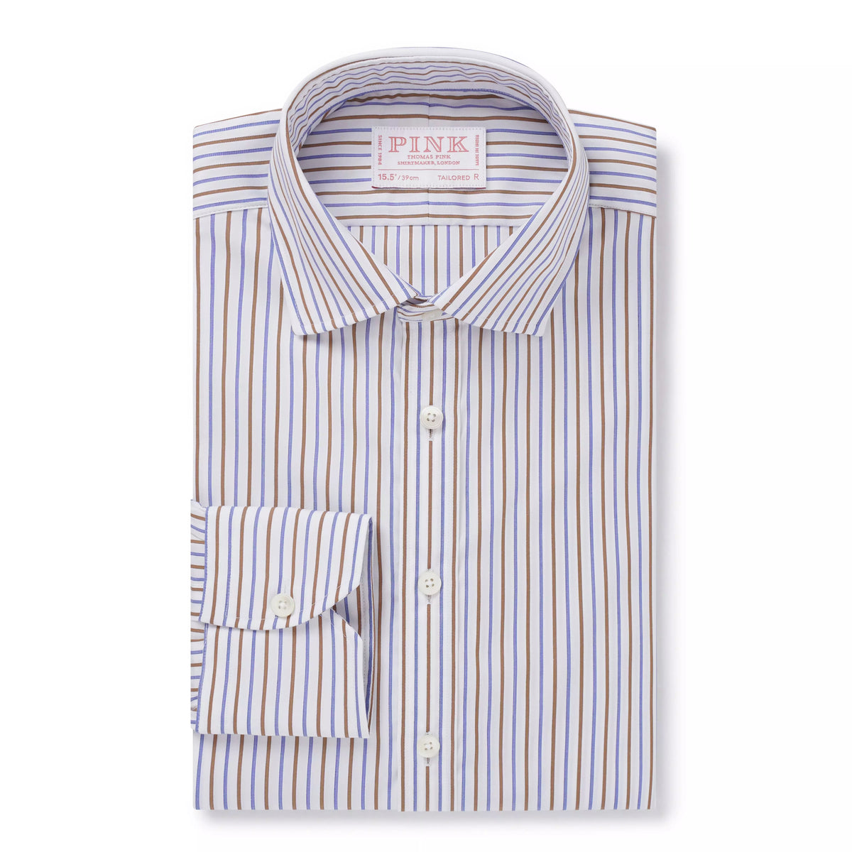 White & Multi Tailored Fit Regent Stripe Formal Shirt