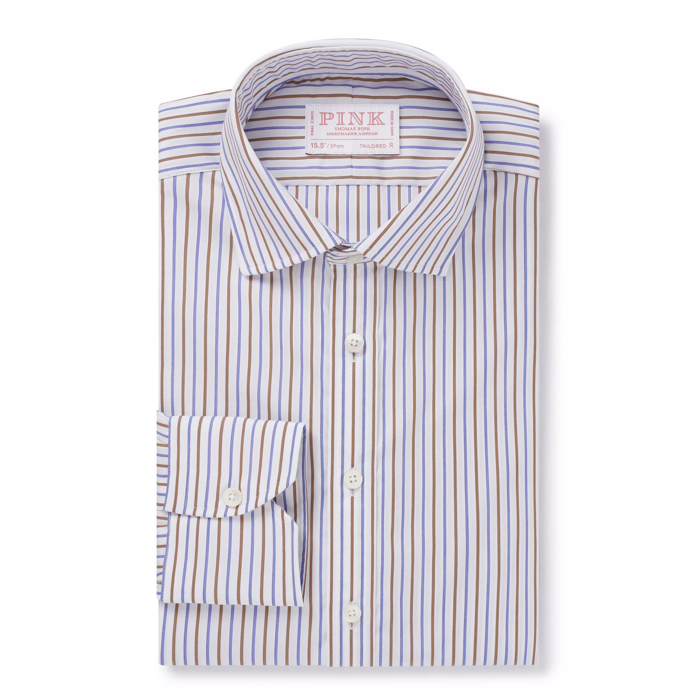 White & Multi Tailored Fit Regent Stripe Formal Shirt