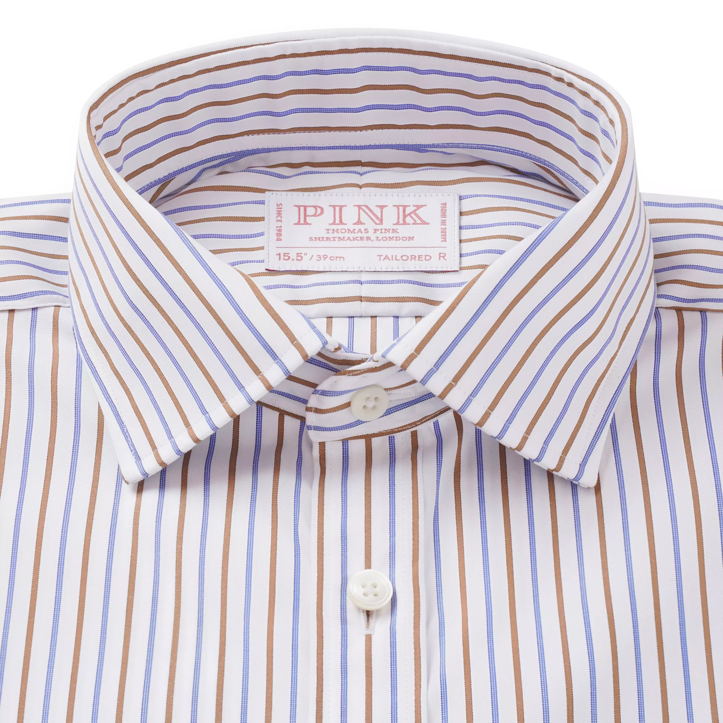 White & Multi Tailored Fit Regent Stripe Formal Shirt