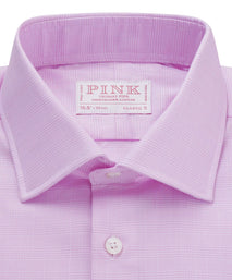 Pink & White Classic Fit Double Cuff Micro Pow Check Formal Shirt