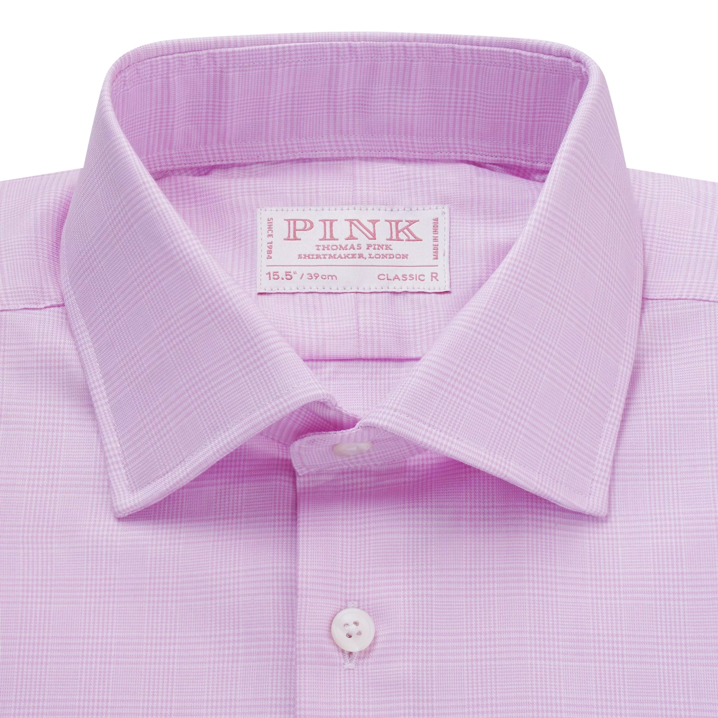 Pink & White Classic Fit Double Cuff Micro Pow Check Formal Shirt