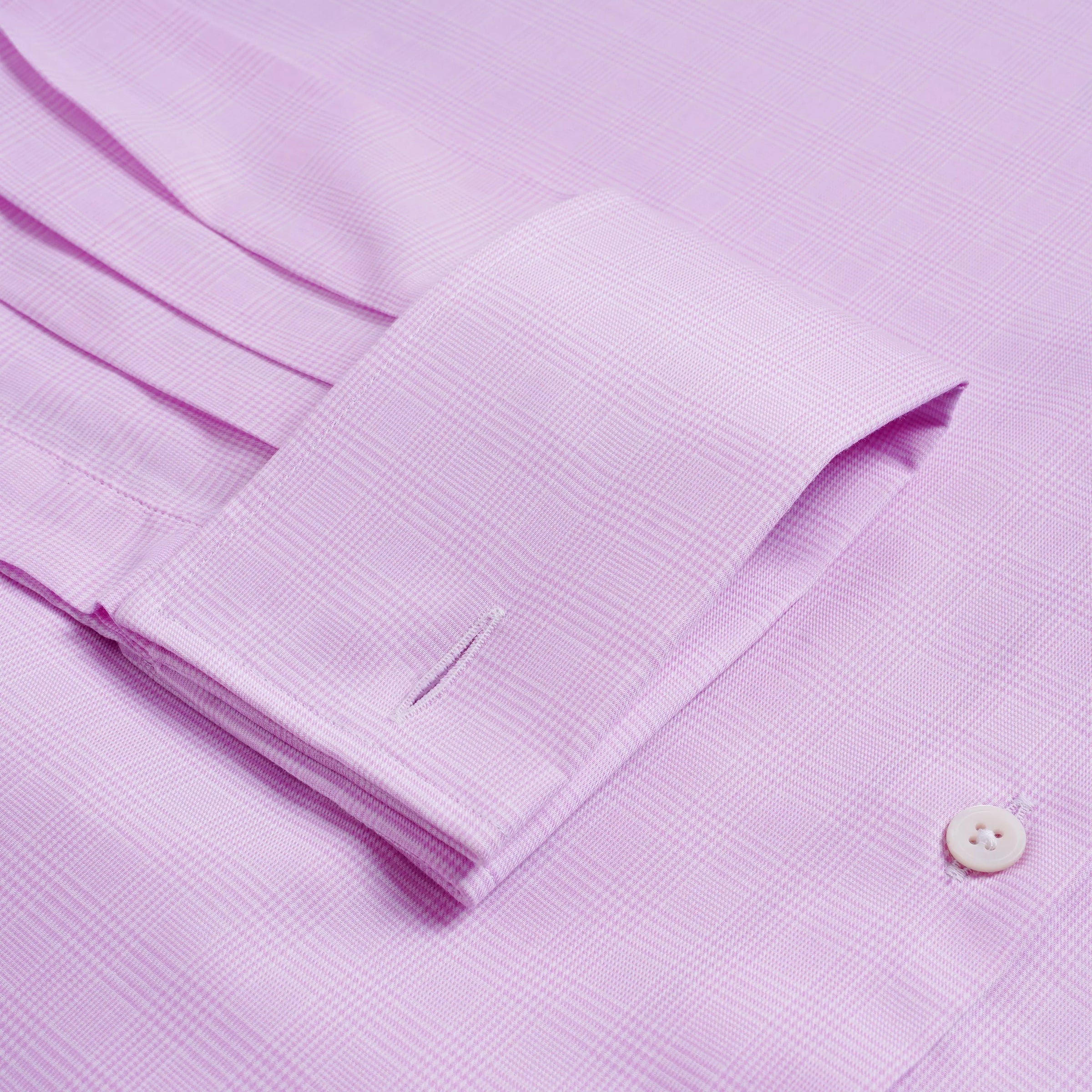Pink & White Classic Fit Double Cuff Micro Pow Check Formal Shirt