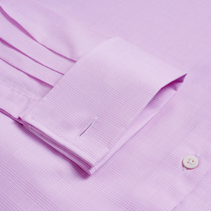 Pink & White Classic Fit Double Cuff Micro Pow Check Formal Shirt