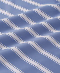 Blue & White Classic Fit Double Cuff Downing Stripe Twill Formal Shirt