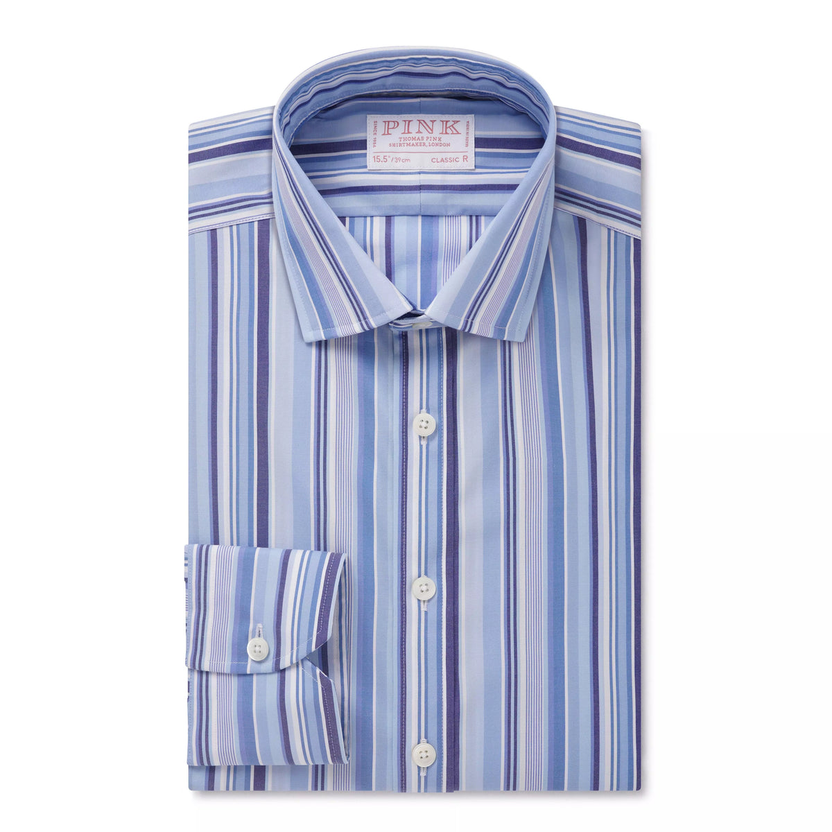 Blue & White Classic Fit Multi Stripe Formal Shirt