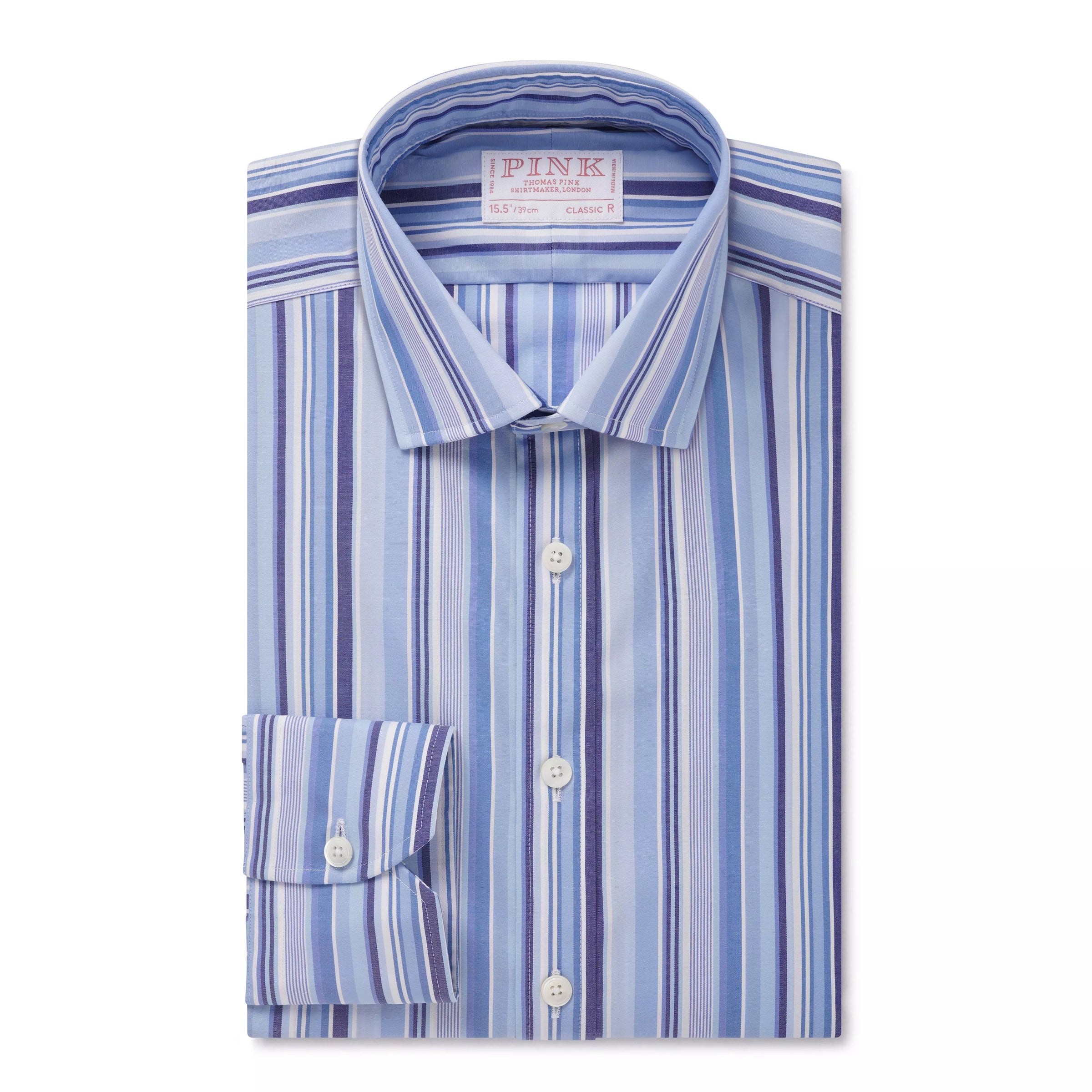 Blue & White Classic Fit Multi Stripe Formal Shirt