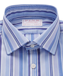 Blue & White Classic Fit Multi Stripe Formal Shirt