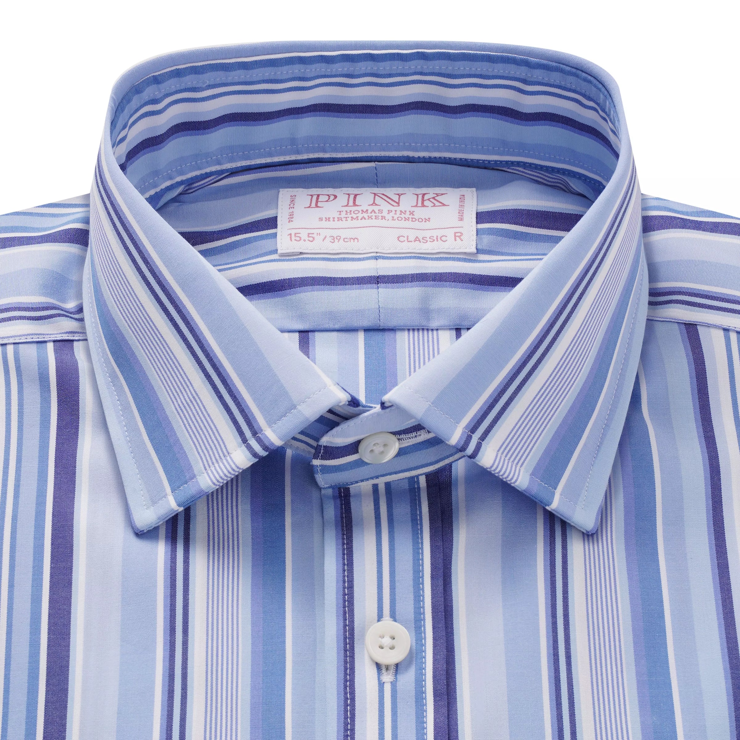 Blue & White Classic Fit Multi Stripe Formal Shirt
