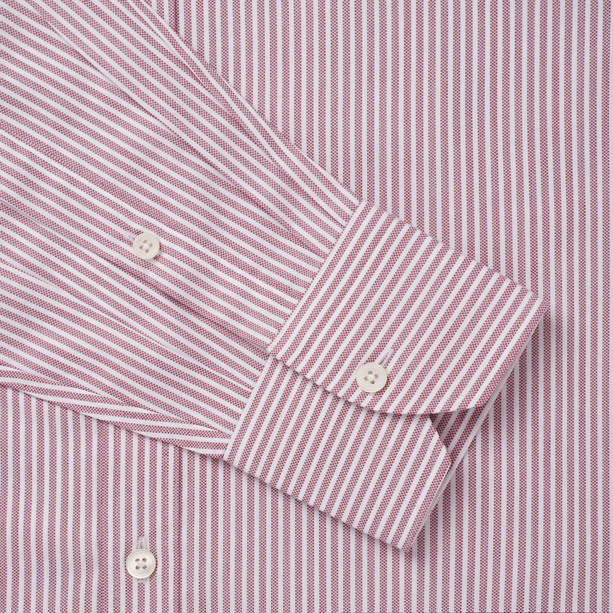 Deep Red & White Classic Fit Piquet Stripe Formal Shirt