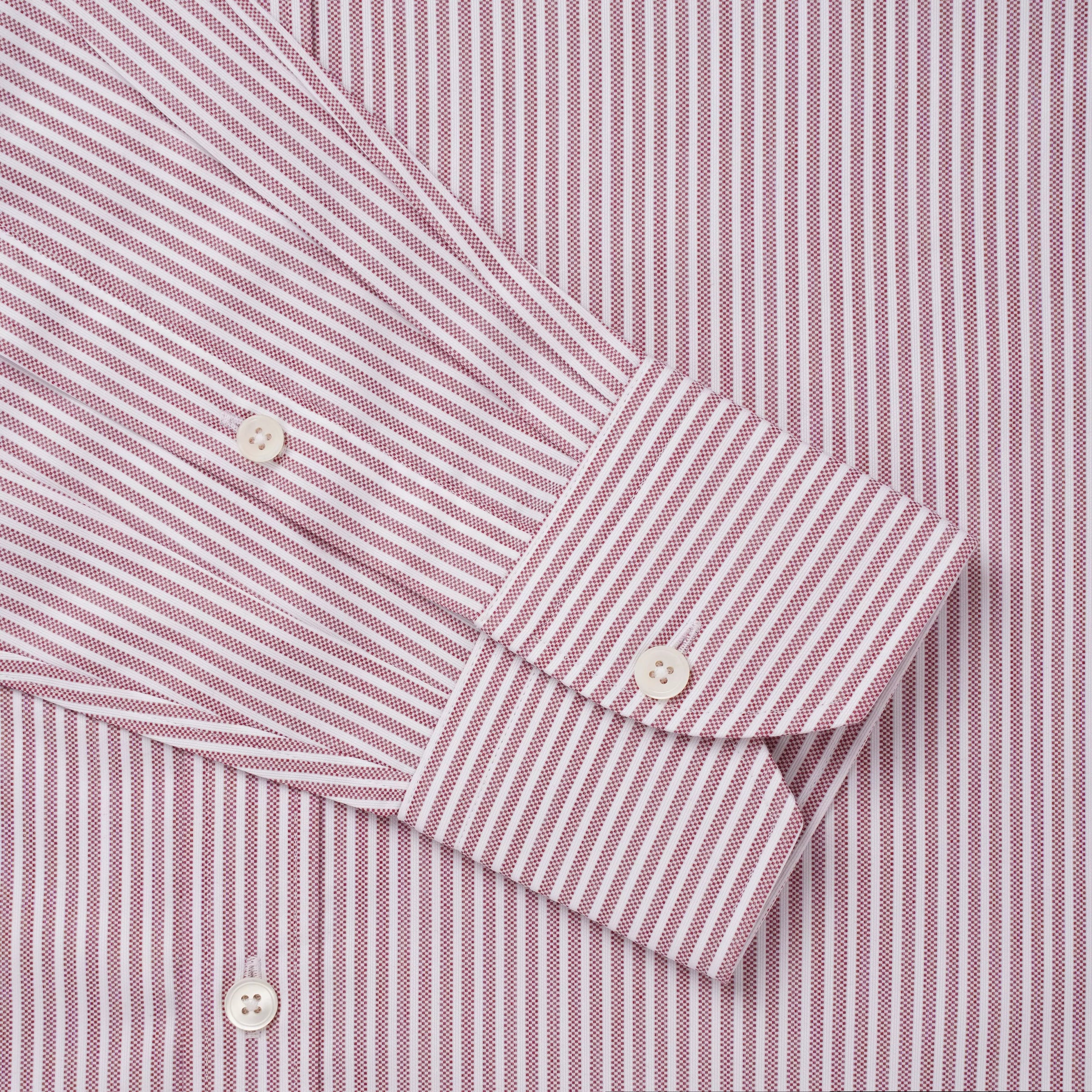 Deep Red & White Classic Fit Piquet Stripe Formal Shirt
