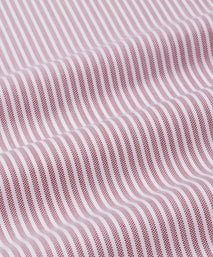 Deep Red & White Classic Fit Piquet Stripe Formal Shirt