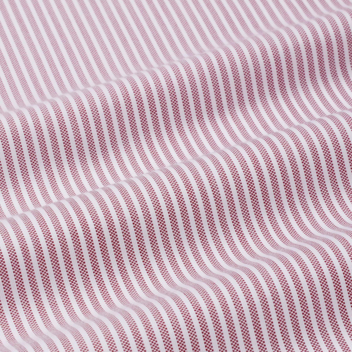 Deep Red & White Classic Fit Piquet Stripe Formal Shirt