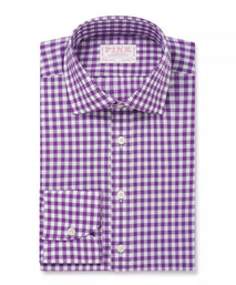 Purple & White Classic Fit Gingham Check Formal Shirt