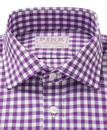 Purple & White Classic Fit Gingham Check Formal Shirt