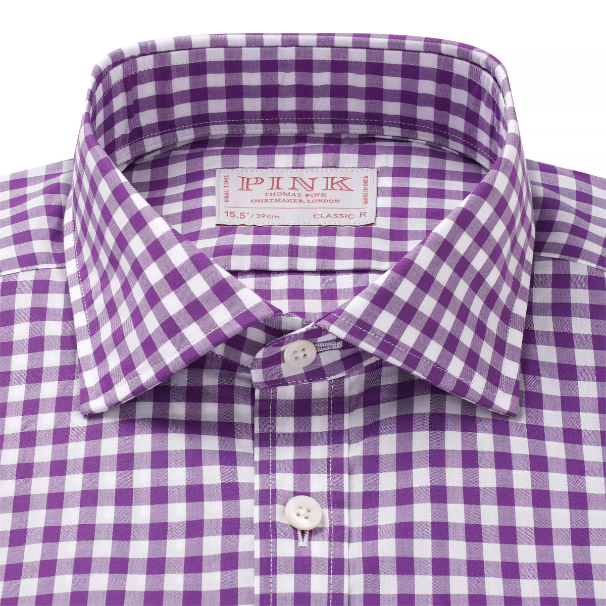 Purple & White Classic Fit Gingham Check Formal Shirt