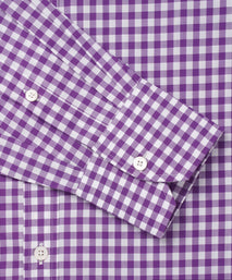 Purple & White Classic Fit Gingham Check Formal Shirt