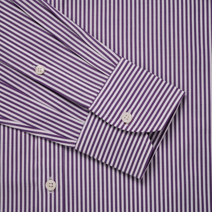 Lilac & White Classic Fit Cambridge Stripe Formal Shirt