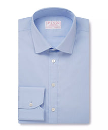 Pale Blue Athletic Fit Piquet Stripe Formal Shirt