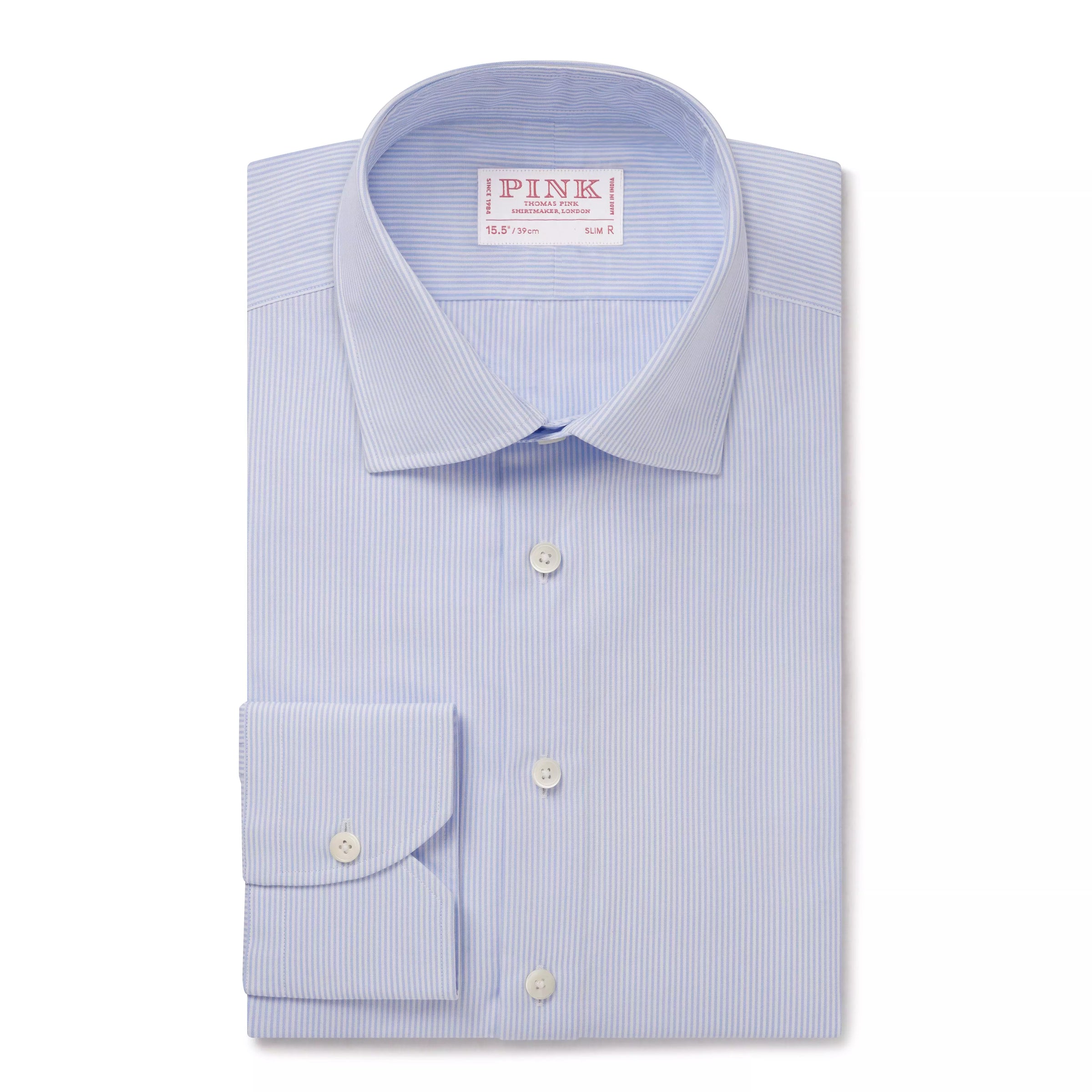 Sapphire Blue & White Slim Fit Panama Thin Stripe Formal Shirt