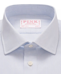 Pale Blue & White Slim Fit Double Cuff Pin Stripe Formal Shirt