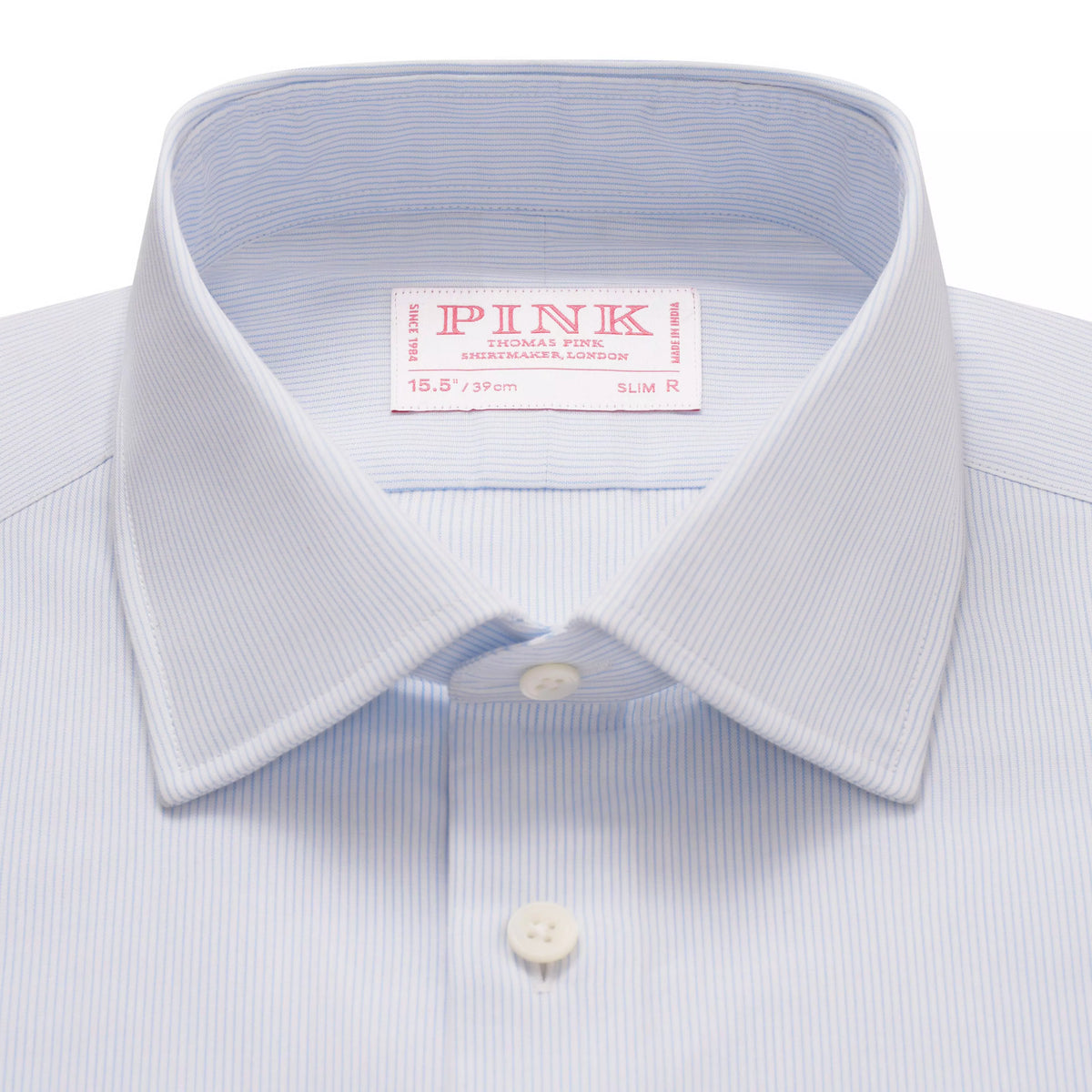 Pale Blue & White Slim Fit Double Cuff Pin Stripe Formal Shirt