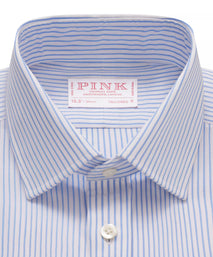 Blue & White Tailored Fit Panama Medium Stripe Formal Shirt