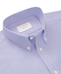 Blue Slim Fit Smart Casual Button Down Open Weave Oxford Shirt