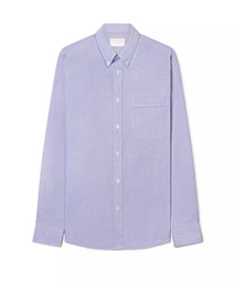 Blue Slim Fit Smart Casual Button Down Open Weave Oxford Shirt