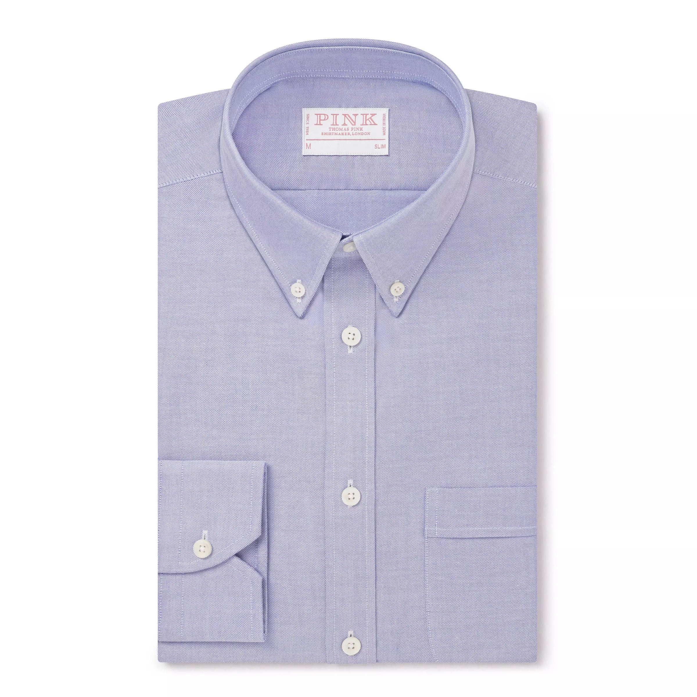 Blue Slim Fit Smart Casual Button Down Open Weave Oxford Shirt