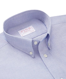 Pale Blue Tailored Fit Smart Casual Button Down Fine Oxford Shirt