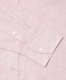 Pale Pink Tailored Fit Essential Linen Button Down Smart Casual Shirt