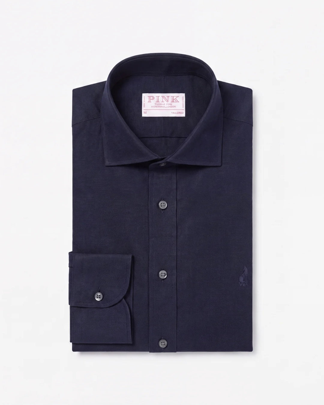 Navy Tailored Fit Essential Linen Smart Casual Shirt