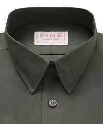 Olive Green Slim Fit Solid Cotton Poplin Formal Shirt