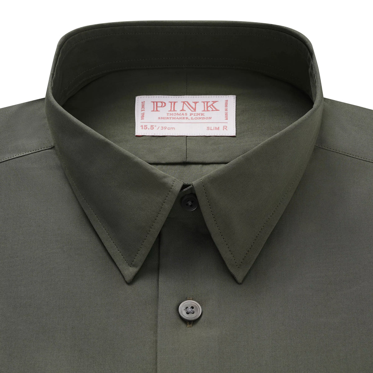 Olive Green Slim Fit Solid Cotton Poplin Formal Shirt