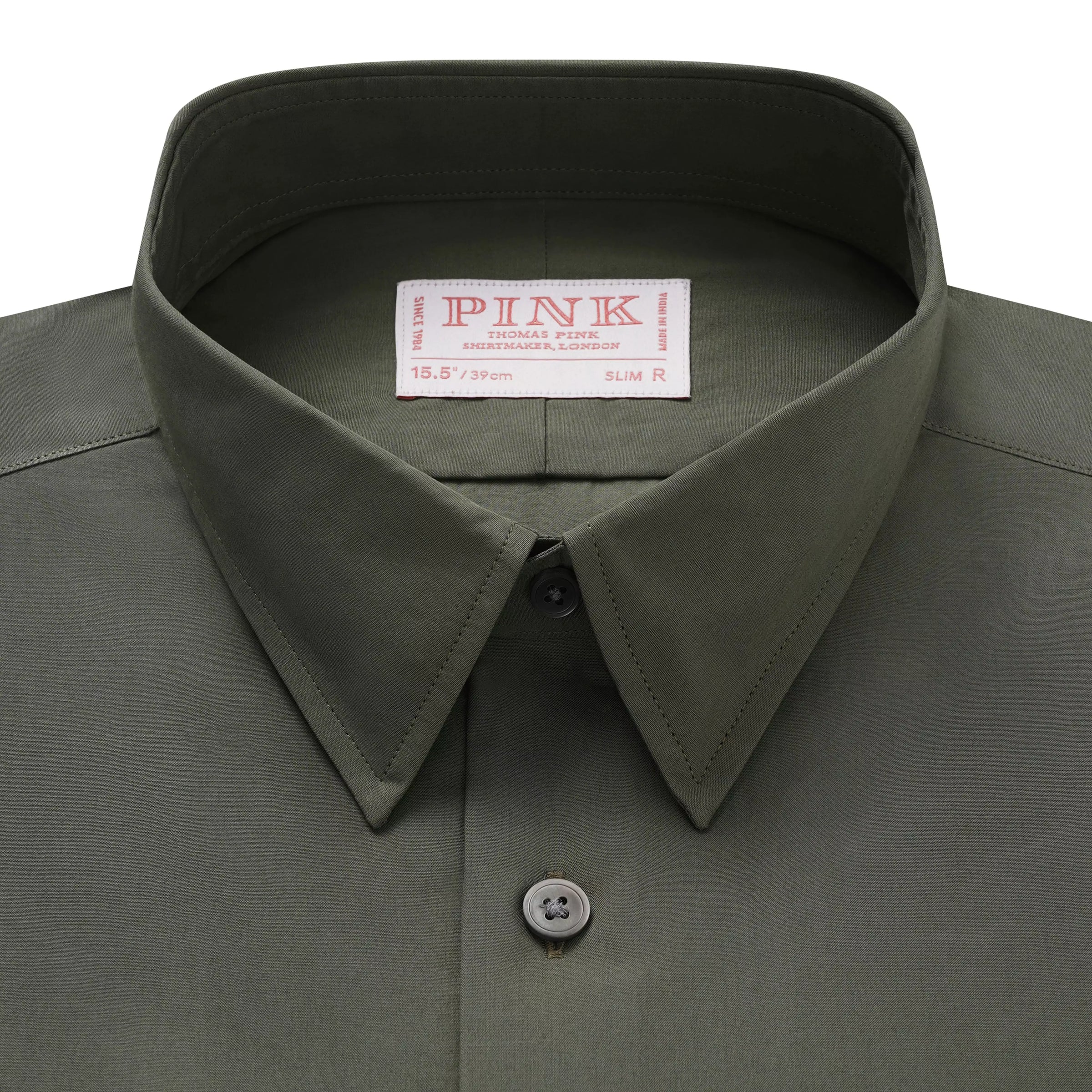 Olive Green Slim Fit Solid Cotton Poplin Formal Shirt
