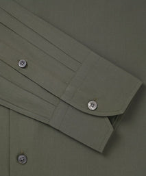 Olive Green Slim Fit Solid Cotton Poplin Formal Shirt