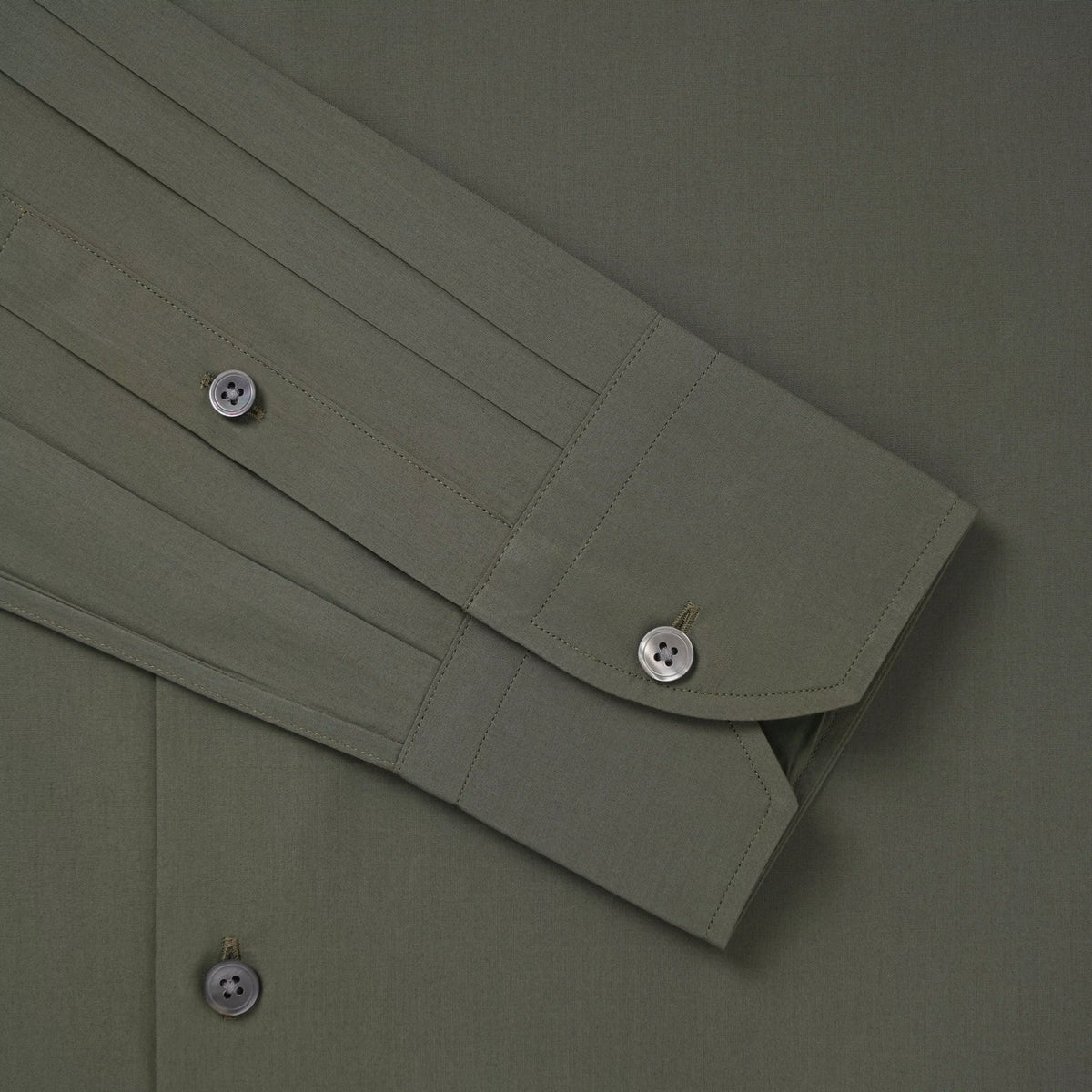 Olive Green Slim Fit Solid Cotton Poplin Formal Shirt