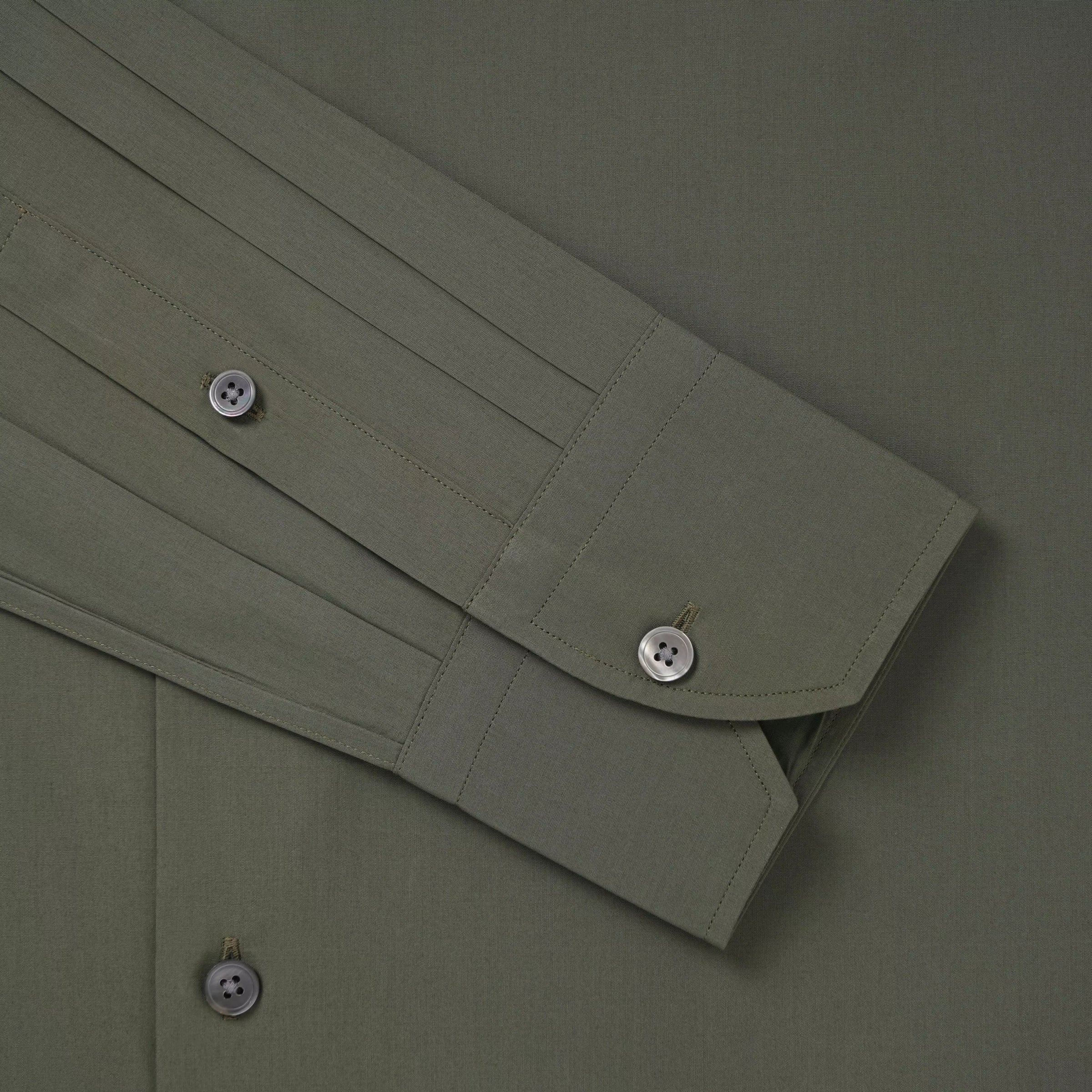 Olive Green Slim Fit Solid Cotton Poplin Formal Shirt