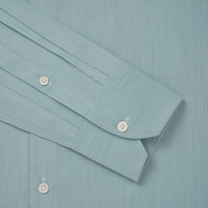 Deep Green & White Slim Fit Hairline Rope Stripe Formal Shirt