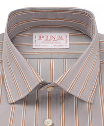 Oatmeal & Multicolour Tailored Fit Multi Track Stripe Formal Shirt