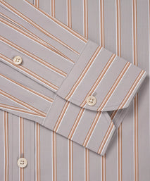 Oatmeal & Multicolour Tailored Fit Multi Track Stripe Formal Shirt