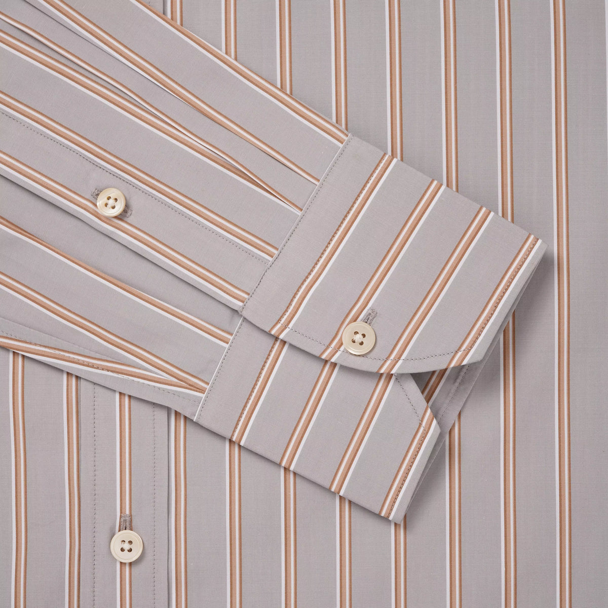 Oatmeal & Multicolour Tailored Fit Multi Track Stripe Formal Shirt