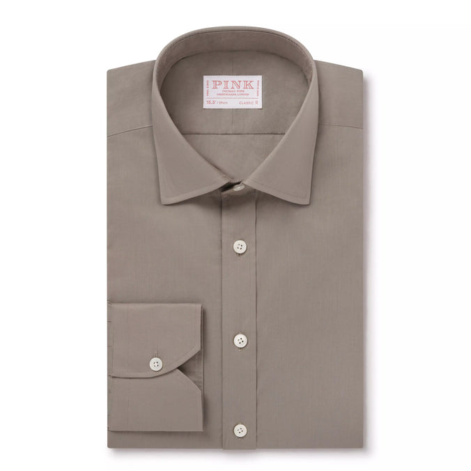 Light Brown Classic Fit Washed Mussola Cotton Formal Shirt