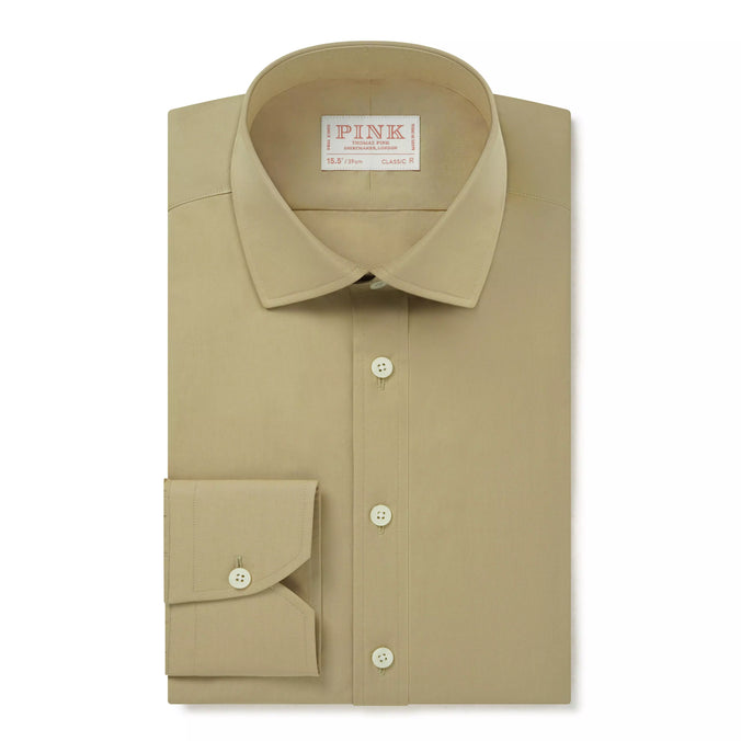 Oatmeal Classic Fit Cotton Poplin Formal Shirt