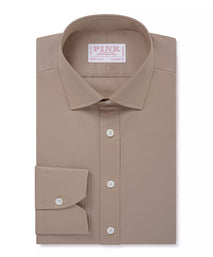 Tan Classic Fit Poplin Formal Shirt