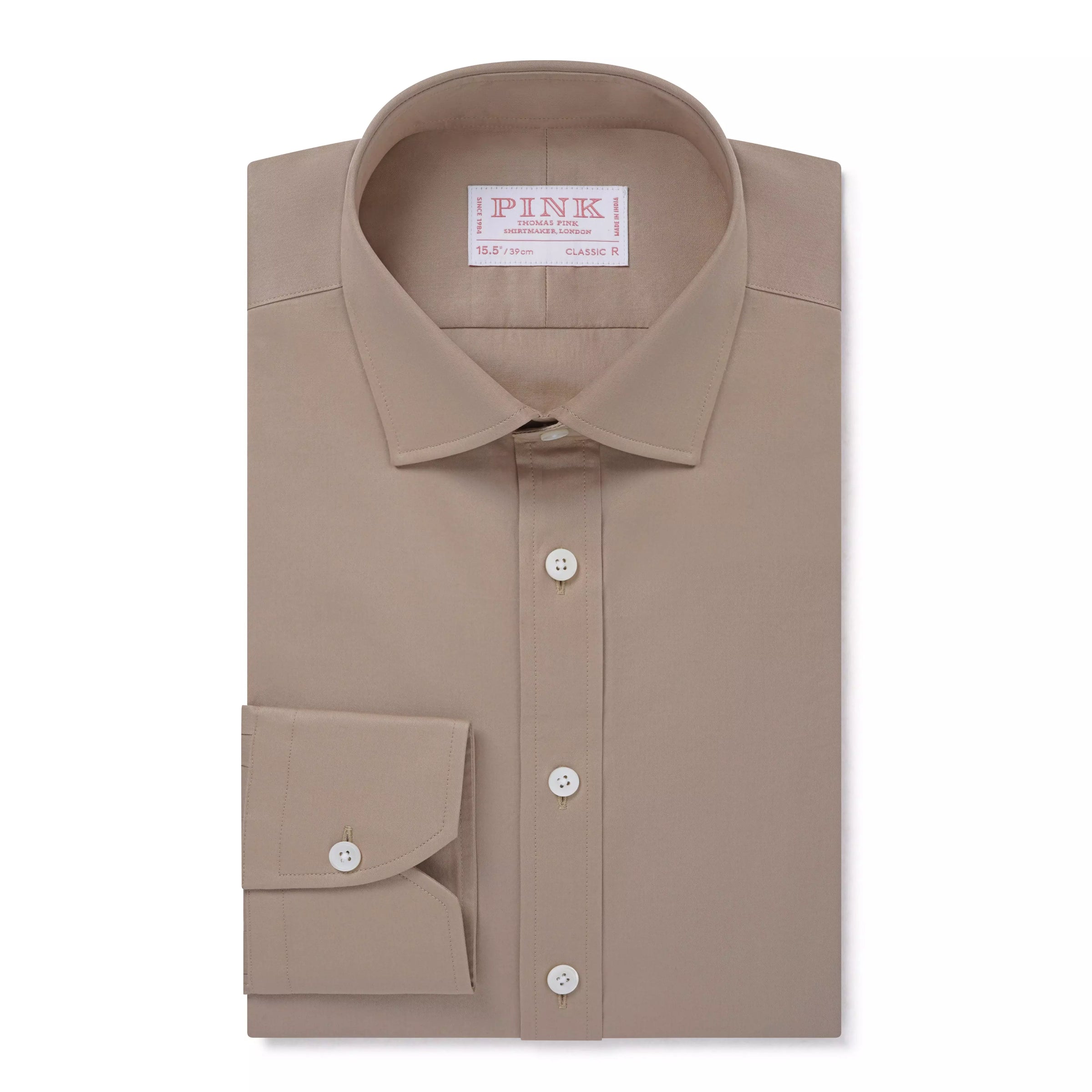 Tan Classic Fit Poplin Formal Shirt