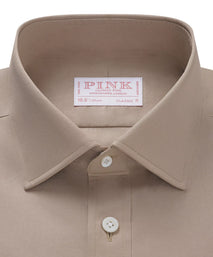 Tan Classic Fit Poplin Formal Shirt