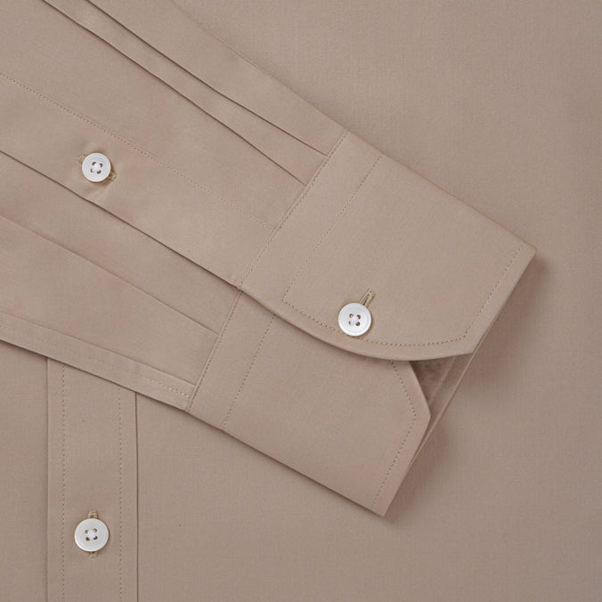 Tan Classic Fit Poplin Formal Shirt