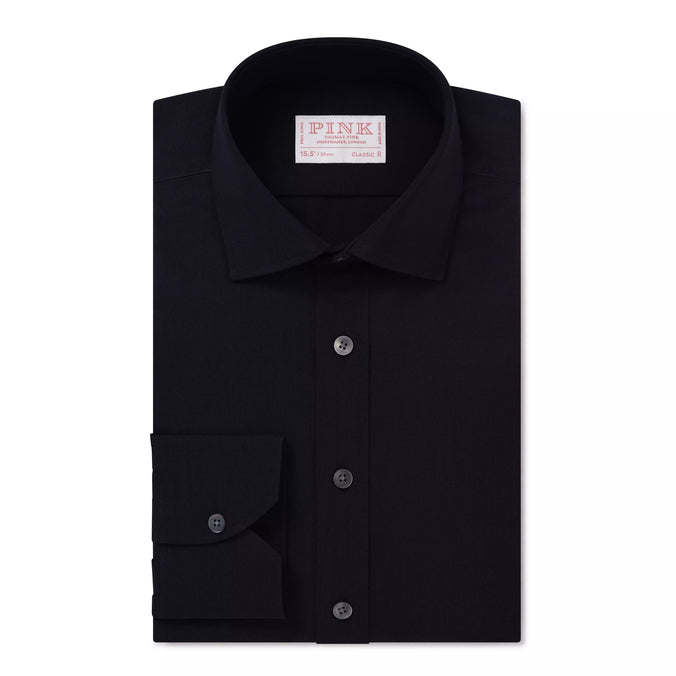 Dark Navy Blue Classic Fit Lightweight Wool Formal Shirt