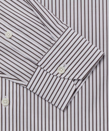 Brown & White Tailored Fit Smart Casual Striped Cotton Shirt